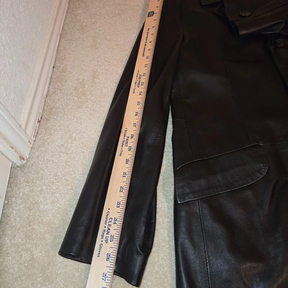 Vera Pelle Made in Italy Men's Black Leather Top Coat Size‎ 38/52 Fully Lined